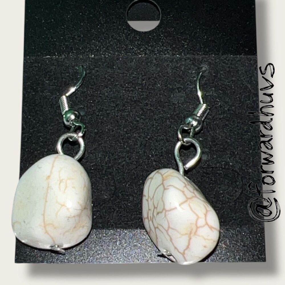Bundle Sale 3 for $15 | White Stone with Faux Marbling Dangle Earrings